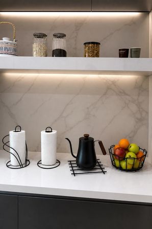 4’lü Set Siyah Kuğu Peçetelik Dik Kağıt Havluluk Nihale Oval Köşeli Meyve Sepeti Mutfak Seti
