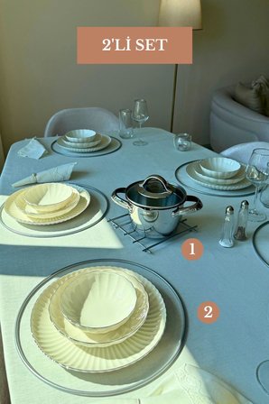 2’li Set Mat Gümüş 6'lı Supla Nihale Mutfak Seti