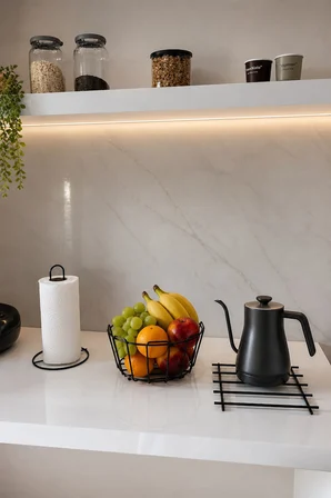 3’lü Set Siyah Dik Kağıt Havluluk Nihale Oval Köşeli Meyve Sepeti Mutfak Seti