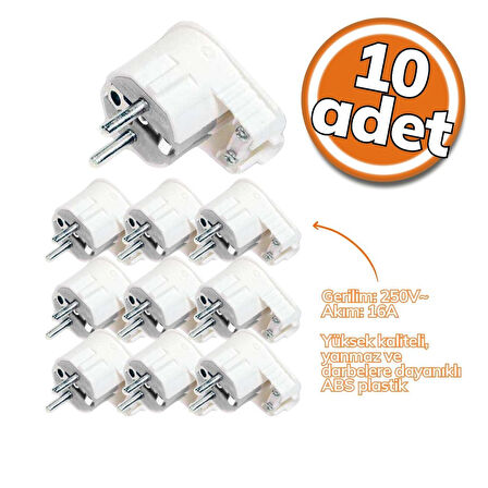 Far Fiş Topraklı Erkek UPS Beyaz 10'lu Set