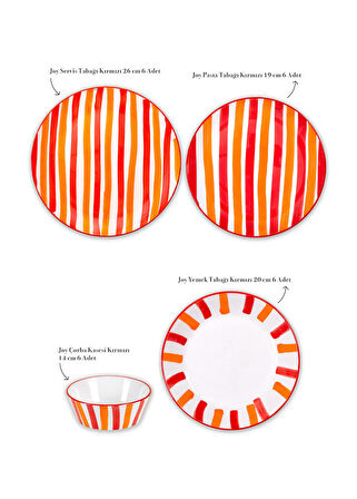 The Mia Joy Yemek Takımı 6 Kişilik 24 Parça Kırmızı 2402