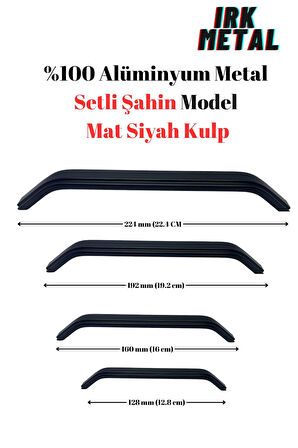 %100 Alüminyum Metal. Mobilya Mutfak Çekmece Kapak Kulbu.Setli Akasya Model Siyah Mat 160mm-Siyah