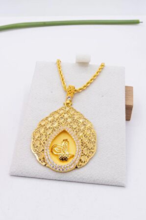 22 Ayar Altın Füzyon Döküm Tuğralı Altın Kolye + Zincir Takım SETLKKLY1108
