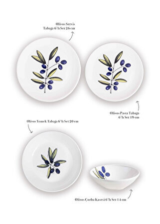The Mia Olivos 6 Kişilik Yemek Takımı 24 Parça Set 1