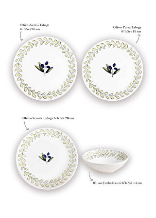 The Mia Olivos 6 Kişilik Yemek Takımı 24 Parça Set 2