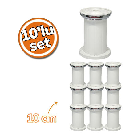Sym Plastik Ayak Jumbo Beyaz Çizgili 10cm 10'lu Set