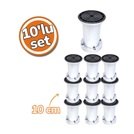 Sym Plastik Ayak Jumbo Krom Çizgili 10cm 10'lu Set