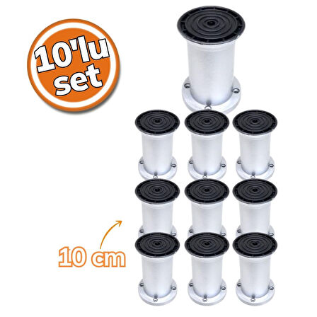 Sym Plastik Ayak Jumbo Mat Krom Yuvarlak Tabla 10cm 10'lu Set