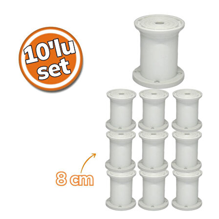 Sym Plastik Ayak Jumbo Beyaz Yuvarlak Tabla 8cm 10'lu Set