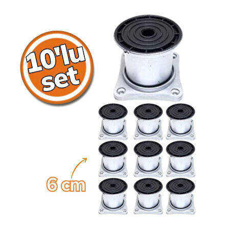Sym Plastik Ayak Mat Krom Kare Tabla 6cm 10'lu Set