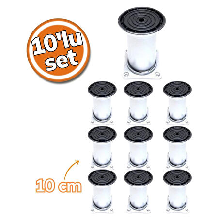 Sym Plastik Ayak Mat Krom Kare Tabla 10cm 10'lu Set