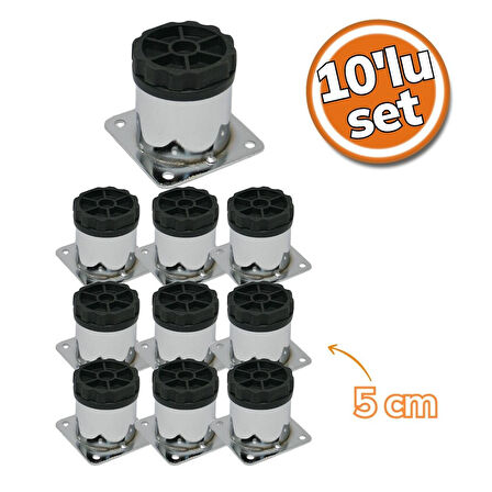 Sym Metal Yuvarlak Ayak Krom 5cm 10'lu Set