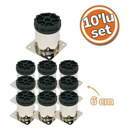Sym Metal Yuvarlak Ayak İnox 6cm 10'lu Set