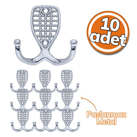 Tiviti Askı Osmanlı Krom 10'lu Set