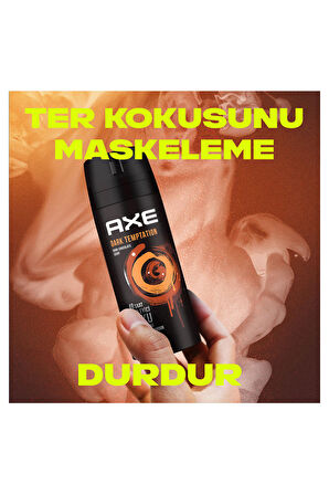 Axe Erkek Deodorant & Bodyspray Dark Temptation 48 Saat Etkileyici Koku Vücut Spreyi 150 ml X3 Adet