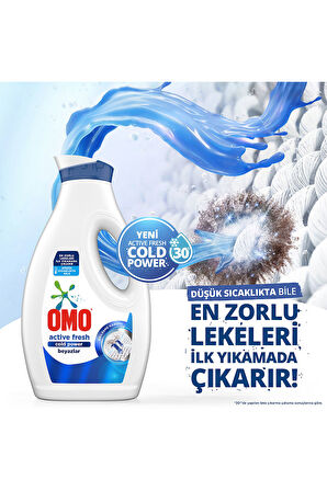 Omo Sıvı Çamaşır Deterjanı Active Fresh Beyazlar İçin Leke Çıkarıcı 1690 ml x3