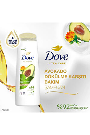 Dove Ultra Care Saç Bakım Şampuanı Dökülme Karşıtı Bakım Avokado Özü 400 ml x3