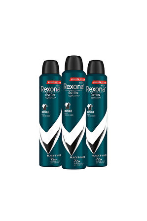 Rexona Men Invisible Black & White 72 Saat Erkek Sprey Deodorant 3 x 150 ML