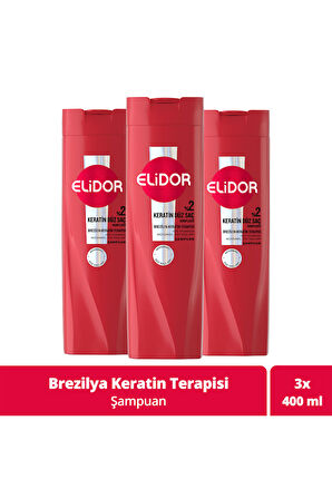 Elidor Saç Bakım Şampuanı Brezilya Keratin Terapisi 400 ml x3