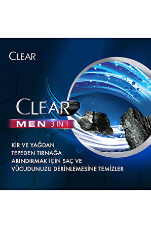 Clear Men 3 in 1 Arındırıcı 350 ml 3 Adet Kepek Şampuanı ve Duş Jeli