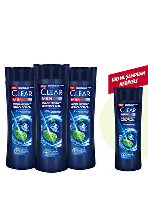 Clear Men Kepeğe Karşı Etkili Şampuan Cool Sport Menthol Ferahlatıcı Mentol Etkisi 350 ml x 3 Adet