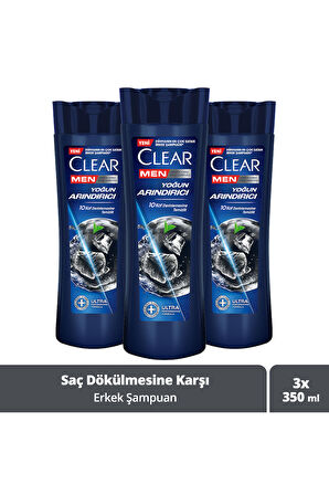 Clear Men Kepeğe Karşı Etkili Şampuan Yoğun Arındırıcı 350 ml x3