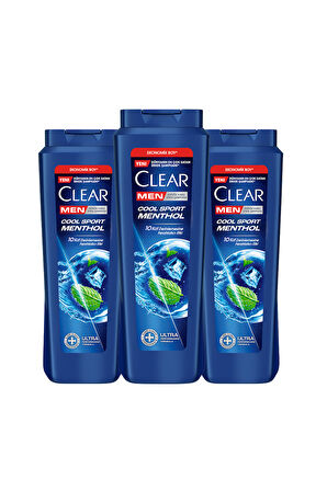 Clear Men Kepeğe Karşı Etkili Şampuan Cool Sport Menthol 600 ml x3