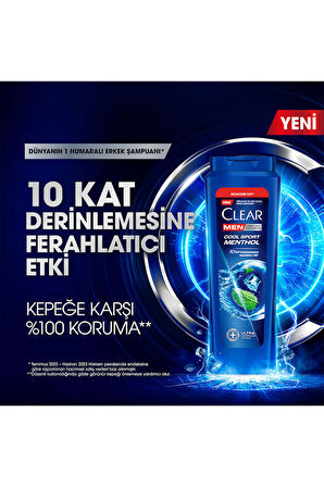 Clear Men Kepeğe Karşı Etkili Şampuan Cool Sport Menthol 600 ml x3