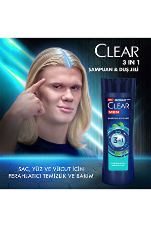 Clear Men 3 in 1 Şampuan & Duş Jeli Ferahlatıcı Mentol 350 ml x3