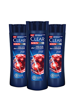 Clear Men Kepeğe Karşı Etkili Şampuan Hızlı Stil 2si 1 Arada 350 ml x3