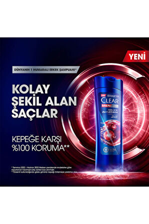 Clear Men Kepeğe Karşı Etkili Şampuan Hızlı Stil 2si 1 Arada 350 ml x3