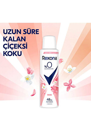 Rexona Kadın Sprey Deodorant Musk %0 Alüminyum 150 ml x3