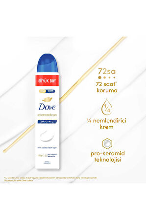 Dove Kadın Sprey Deodorant Advanced Care Orjinal 72 Saat Koruma 200 ml x3
