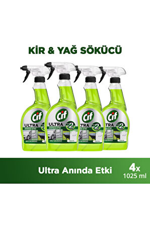 Cif Ultra Anında Etki Kir ve Yağ Çözücü 1025 ml 4'lü