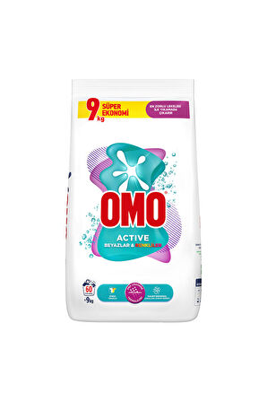 Omo Active Beyazlar ve Renkliler için 9 kg Toz Deterjan