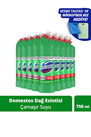 Domestos Çamaşır Suyu Dağ Esintisi 750 ml X9 Mikrofiber Bez Hediye