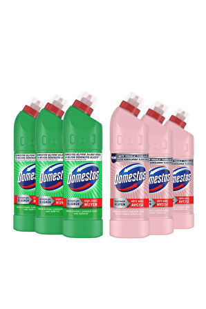 Domestos Beyaz Sabun Ferahlığı Çamaşır Suyu 3 x 750 ML + Domestos Mutfak Bio Active Çamaşır Suyu 3 x 750 ML