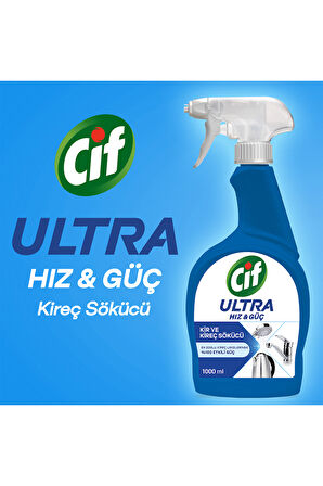 Cif Ultra Hız & Güç Kireç Sökücü Sprey Leke ve Kir Çıkarıcı 1000 ml X3 - Beyaz