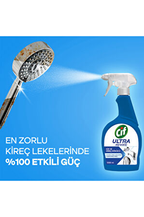 Cif Ultra Hız & Güç Kireç Sökücü Sprey Leke ve Kir Çıkarıcı 1000 ml X3 - Beyaz