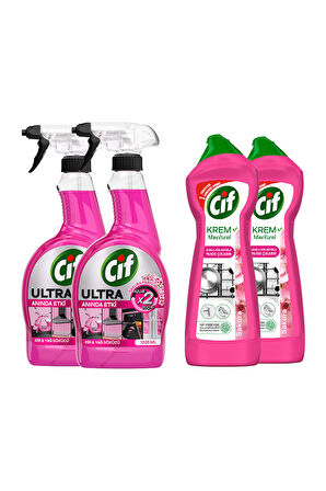 Cif Ultra Sprey Sakura Parfümlü 1025 ml x2 + Cif Krem Sakura Parfümlü 750 ml x2