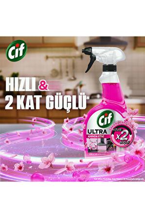 Cif Ultra Sprey Sakura Parfümlü 1025 ml x2 + Cif Krem Sakura Parfümlü 750 ml x2