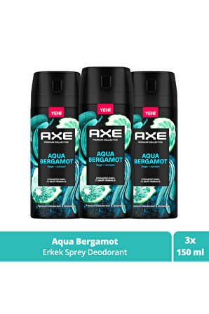 Axe Premium Collection Erkek Sprey Deodorant Aqua Bergamot 150 ml x3