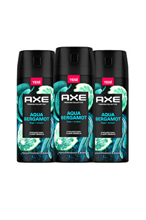 Axe Premium Collection Erkek Sprey Deodorant Aqua Bergamot 150 ml x3