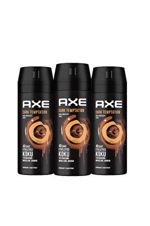 Axe Erkek Deodorant & Body Spray Dark Temptation 48 Saat Etkileyici Koku 150 ml x3