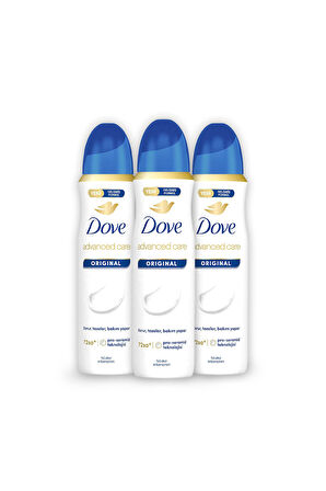 Dove Kadın Sprey Deodorant Advanced Care Orjinal 72 Saat Koruma 150 ml x3