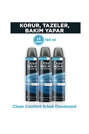 Dove Men Care Clean Comfort Deodorant 72 Saat Koruma 150 ml x3