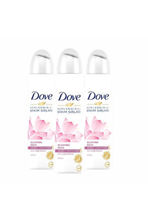 Dove Kadın Sprey Deodorant Nemlendirici Bakım Lotus Çiçeği 150 ml  x3
