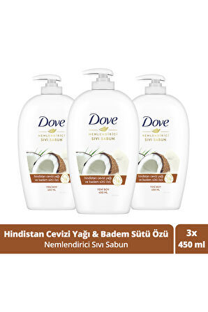 Dove Nemlendirici Sıvı Sabun Hindistan Cevizi Yağı Ve Badem Sütü Özü 450 ml x3