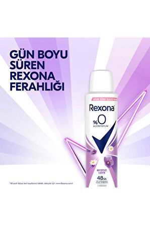 Rexona Kadın Sprey Deodorant Mystic Love %0 Alüminyum 150 ml x3