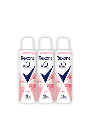 Rexona Kadın Sprey Deodorant Musk %0 Alüminyum 150 ml x3